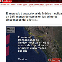 El mercado transaccional de Mxico moviliza un 68% menos de capital en los primeros cinco meses del ao